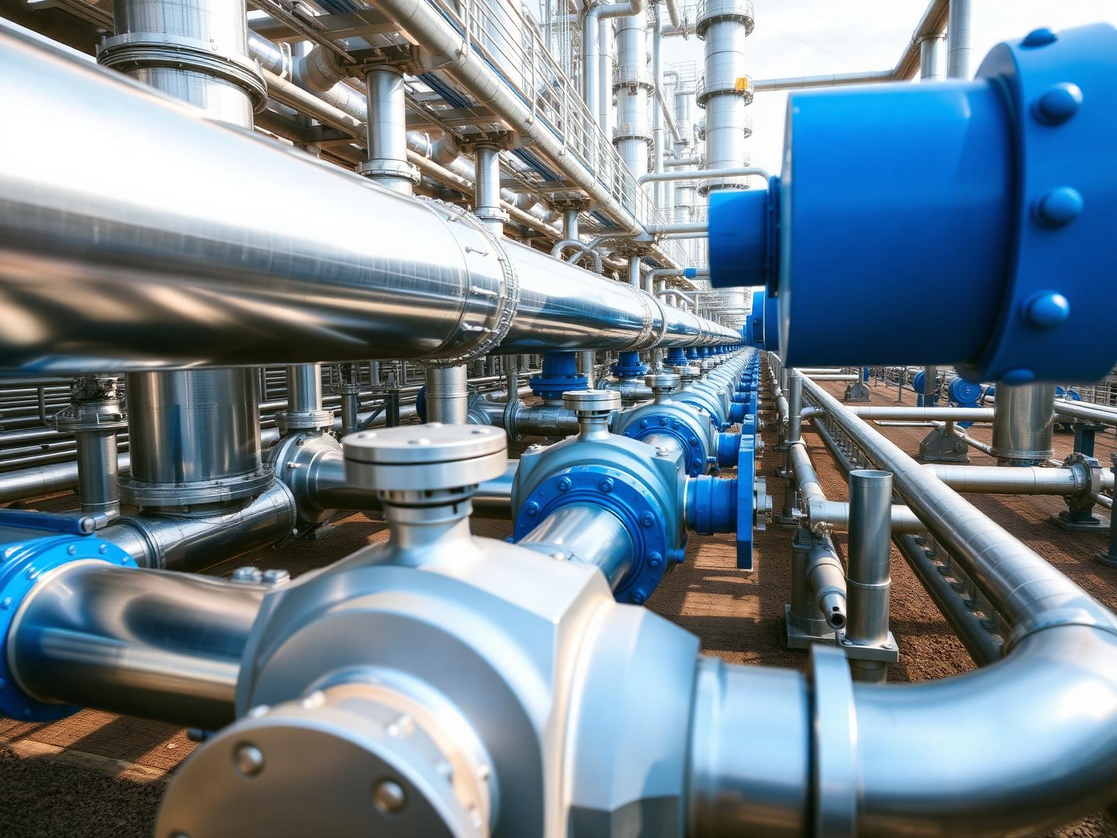 Industrial pipelines at a refinery