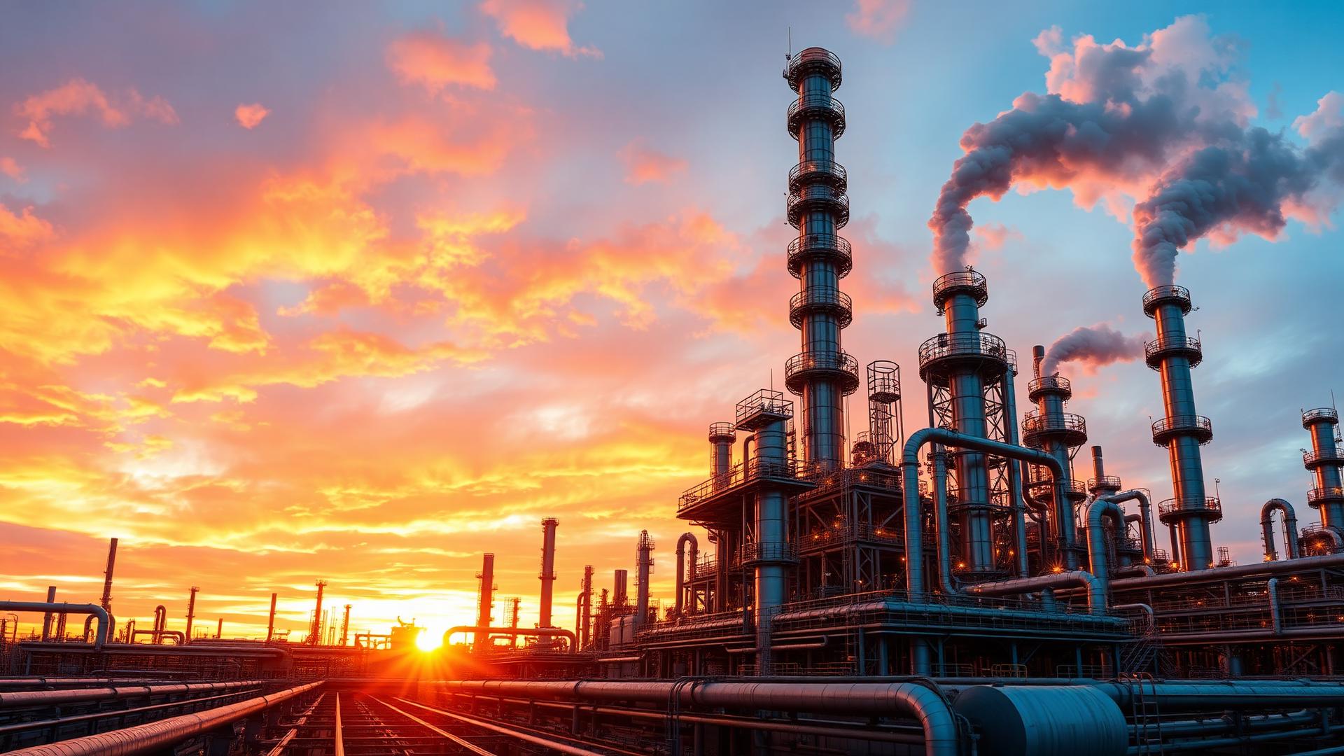 Petroleum refinery at dusk